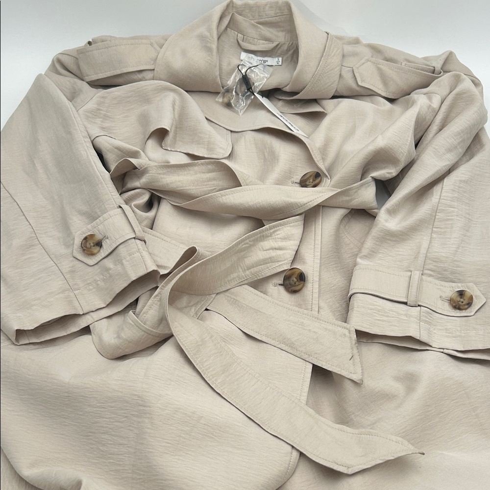 Chico's Light Beige Double-Breasted Trench Coat - Picture 4 of 14